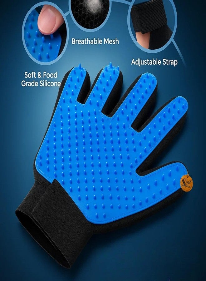 Sage Square Pet Grooming Combo | Plastic Handle Double Sided Brush Comb 17.5cm with Metal Pins & Soft Bristles | One-Sided Deshedding Glove for Bathing, Massaging & Hair Removal | Dogs & Cats - Image 3